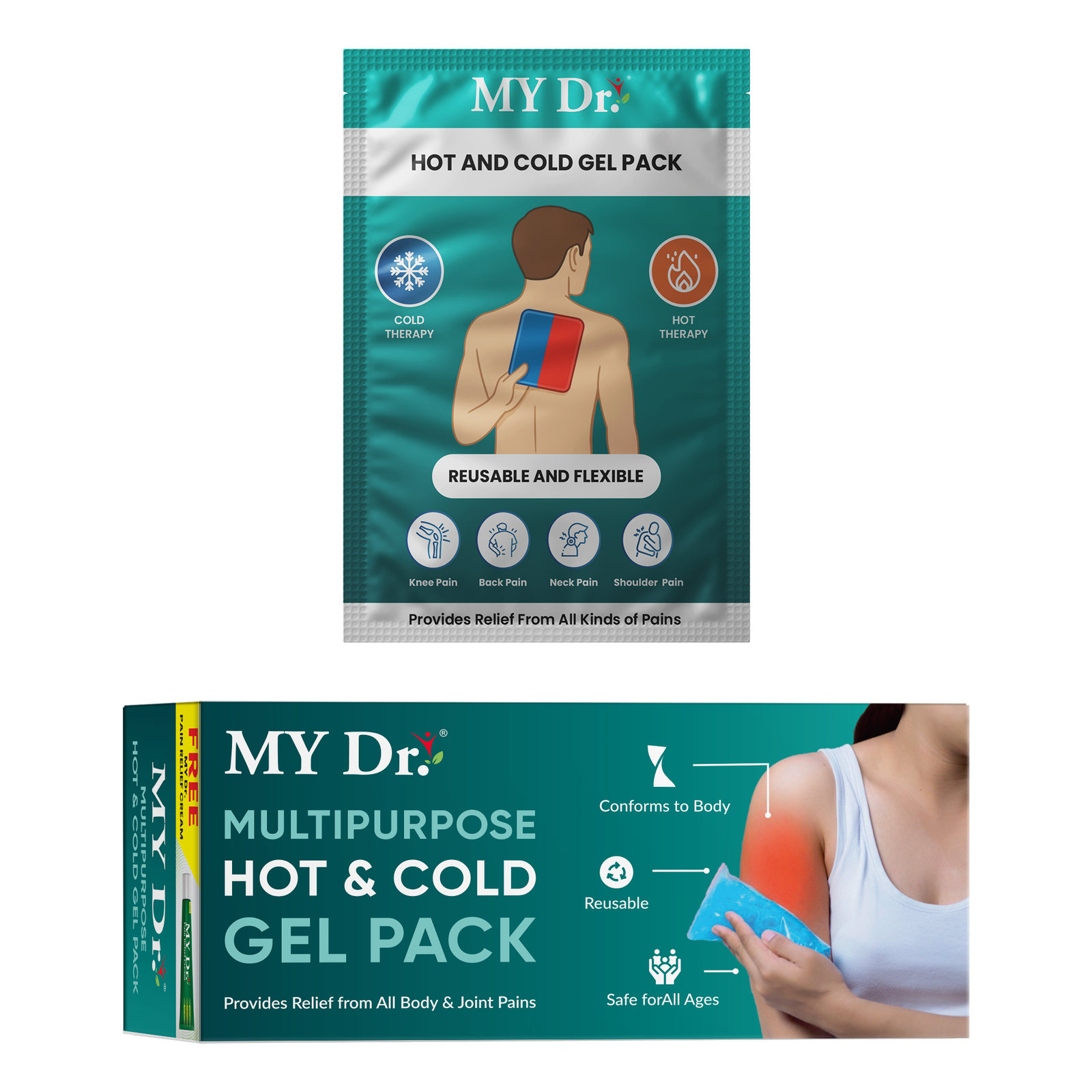 MY Dr. Reusable Multipurpose Hot & Cold Gel Pack – Flexible Therapeutic Pack | Pack of 1