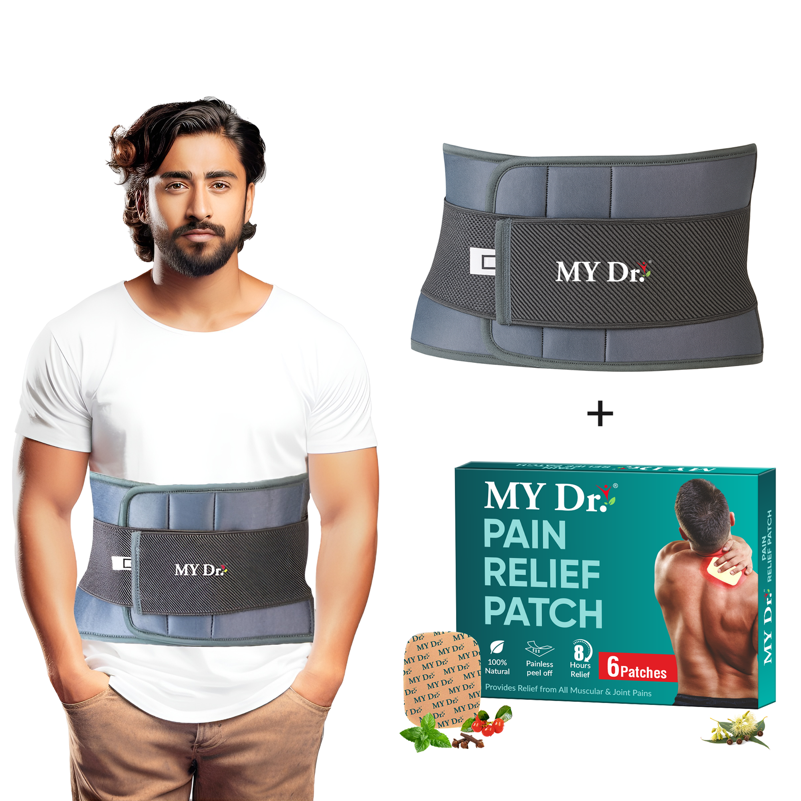 MY Dr. Lumbar Sacral Belt – Size XL | 6 Pain Relief Patches | Pack of 1