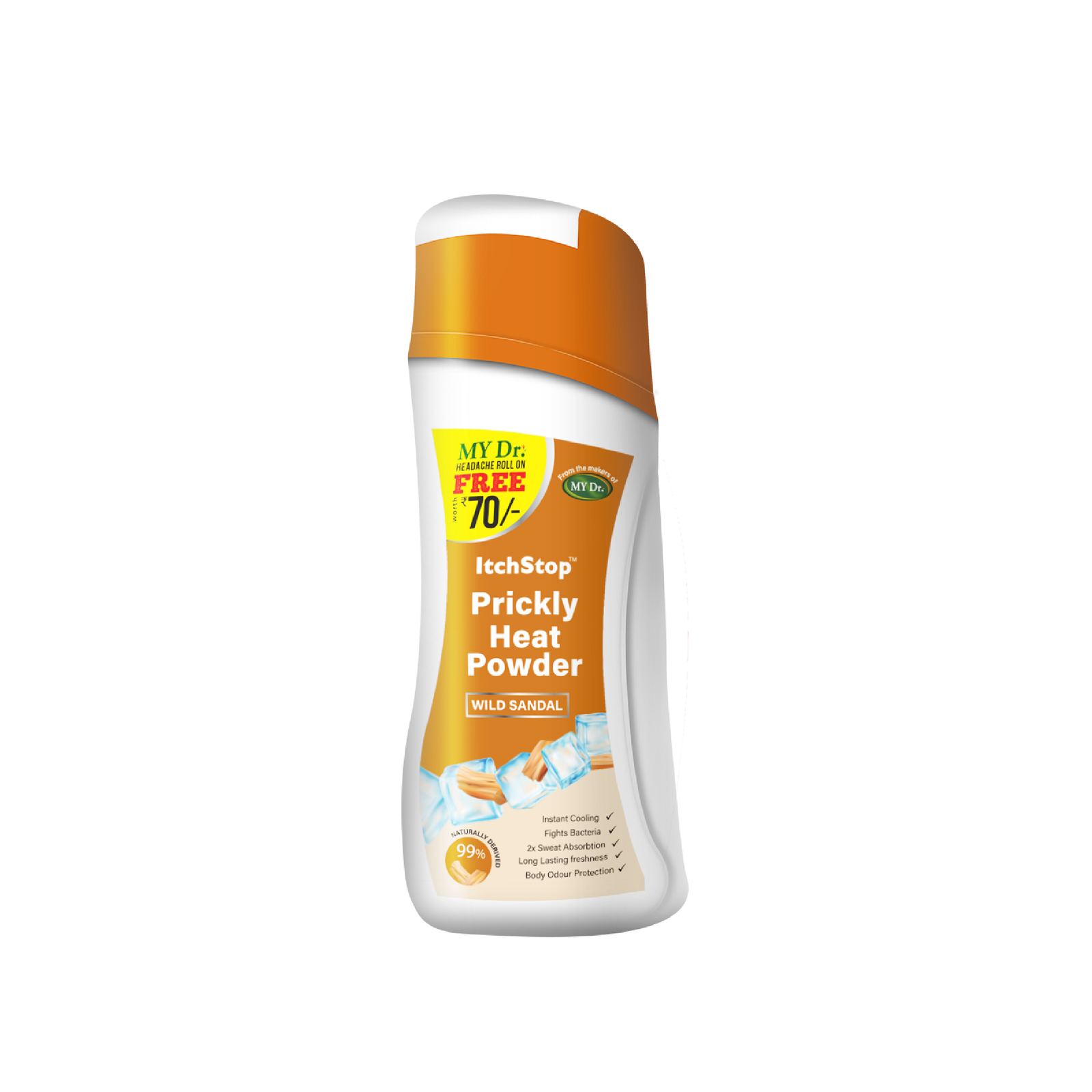 ItchStop Prickly Heat Powder – Wild Sandal | Sweat Absorbing & Cooling | 150g | Pack of 2