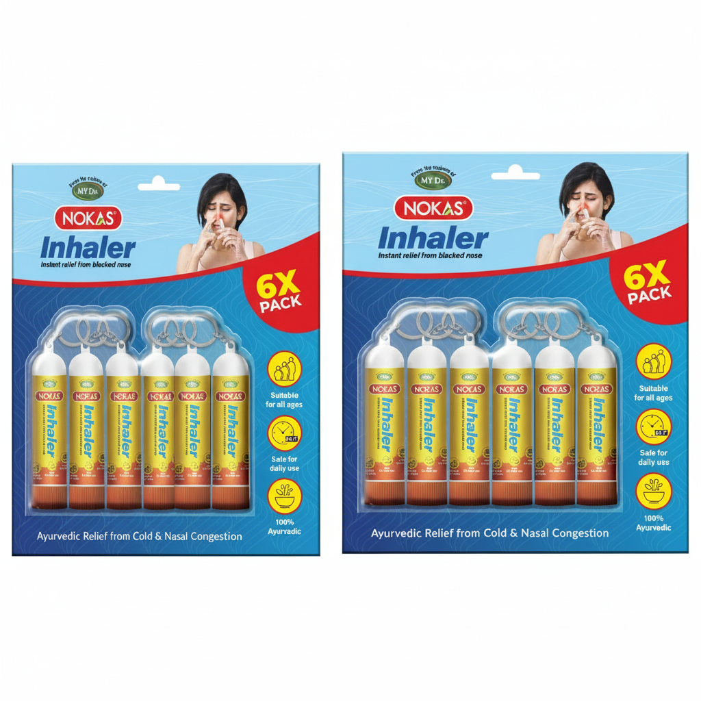 No-Kas Nasal Inhaler – Pocket-Friendly, Non-Drowsy Congestion Relief | Pack of 12