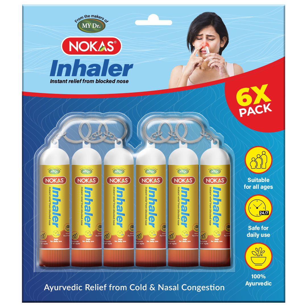 No-Kas Nasal Inhaler – Pocket-Friendly, Non-Drowsy Congestion Relief | Pack of 6