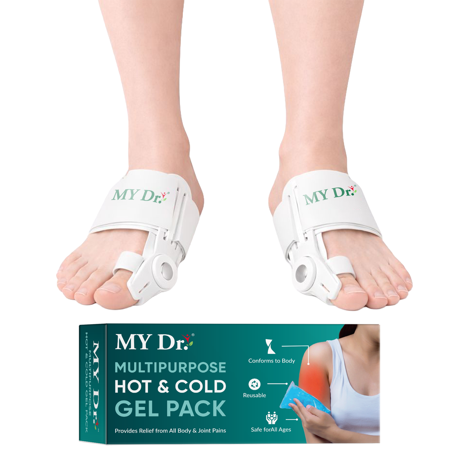 MY Dr. Bunion Splint & Toe Corrector for Men & Women | Pack of 2 With Hot & Cold Gel Pack