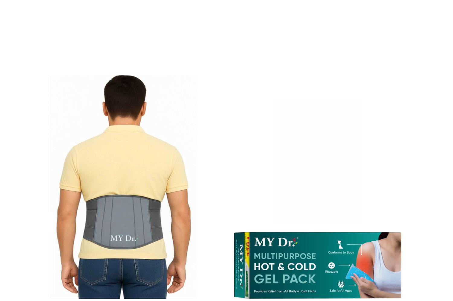 MY Dr. Lumbar Sacral Belt – Size M | Free Hot & Cold Gel Pack | Pack of 1