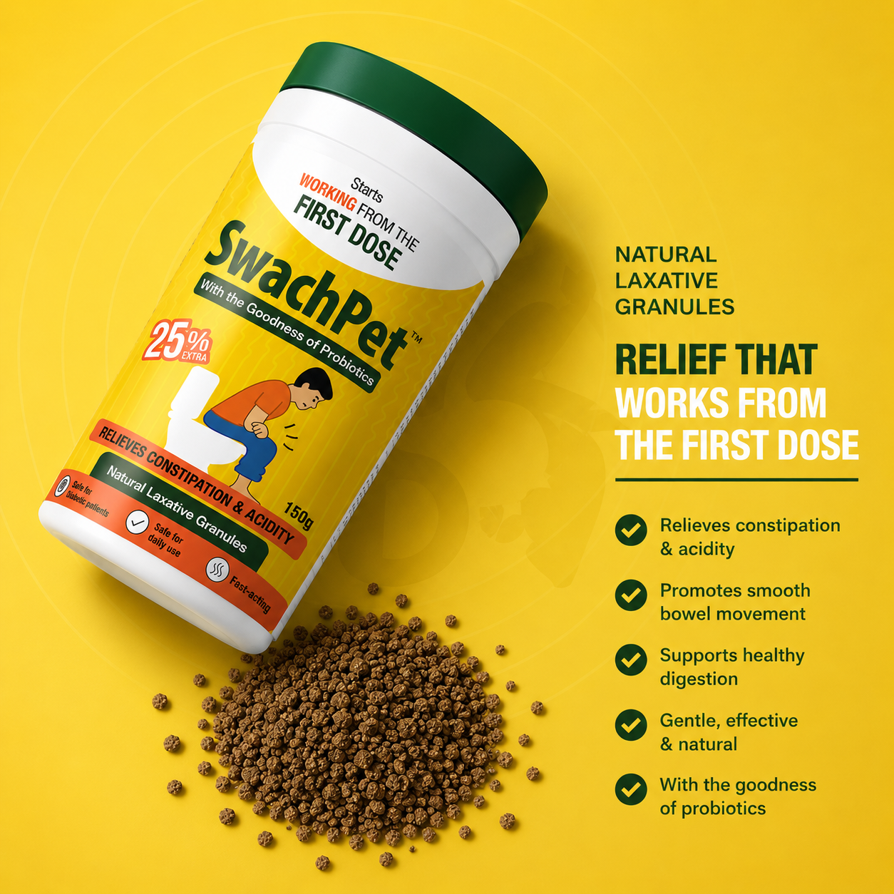 SwachPet Natural Laxative Granules – Ayurvedic Churan for Constipation Relief | 150g | Pack of 2 (Hover)
