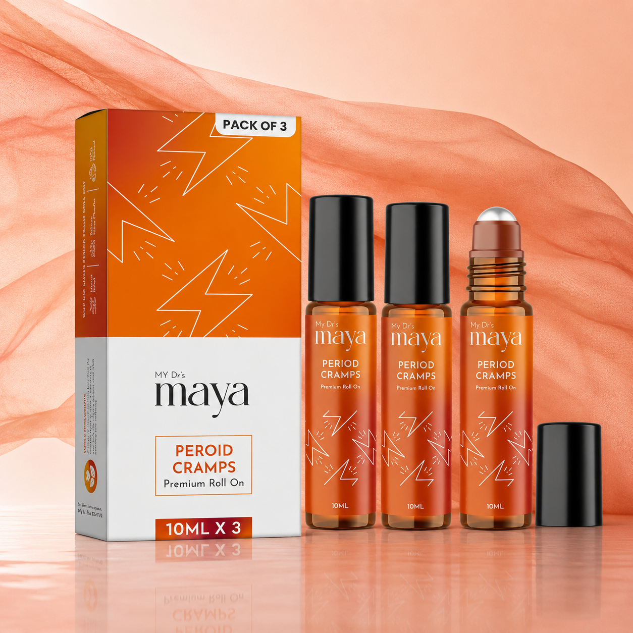 Maya Aromatherapy Period Cramp Premium Roll On for Women | 10ml | Pack of 3