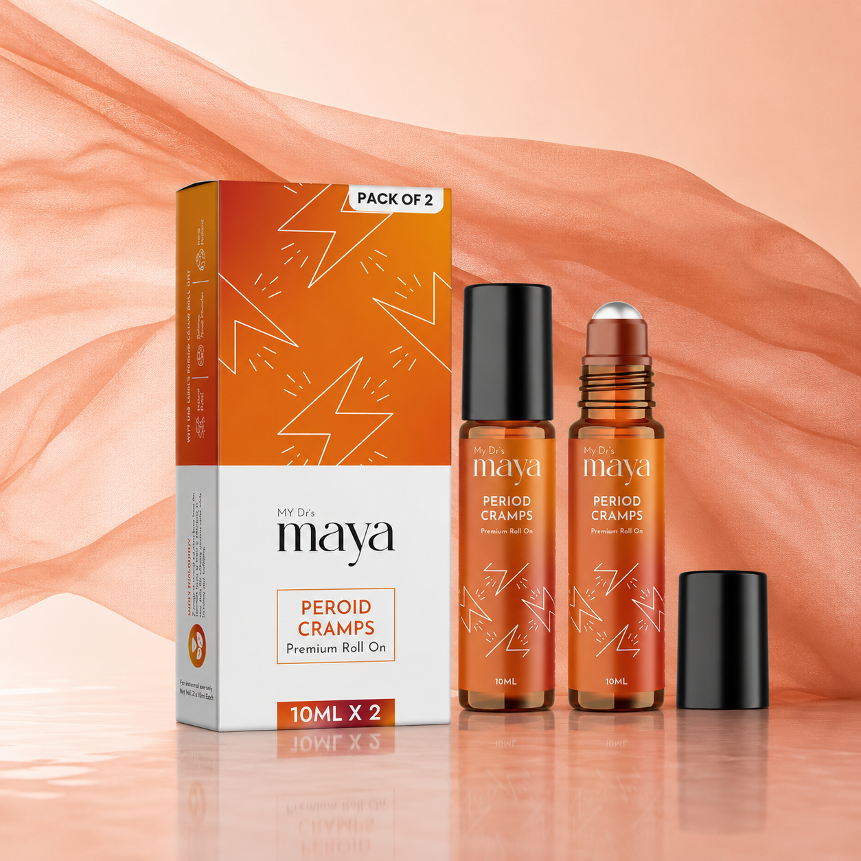 Maya Aromatherapy Period Cramp Premium Roll On for Women | 10ml | Pack of 2 With Hot & Cold Gel Pack