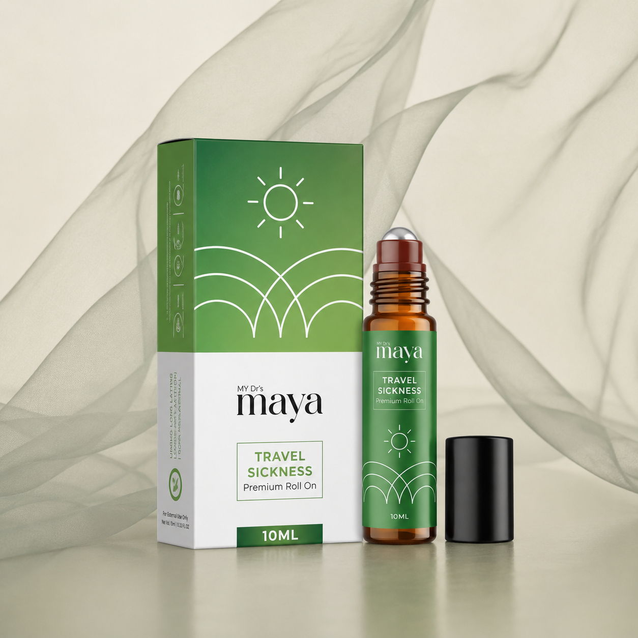 Maya Travel Sickness Relief Roll On – 100% Natural, Anti-Nausea | 10ml | Pack of 1