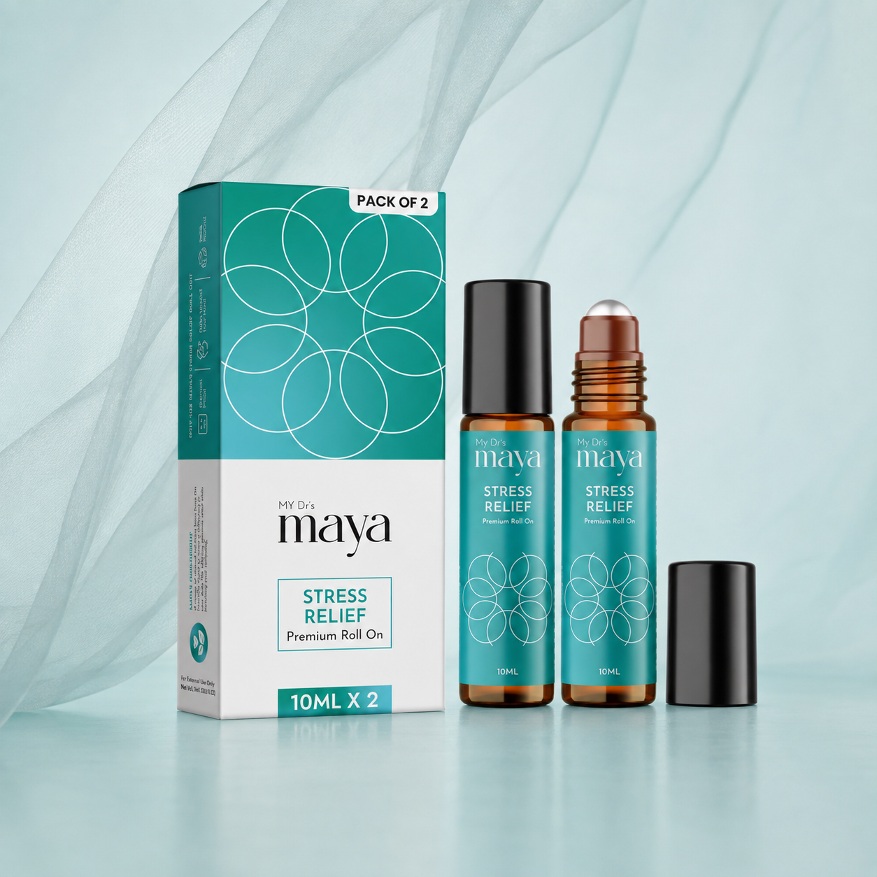 Maya Aromatherapy Stress Relief Premium Roll On – 100% Natural | 10ml | Pack of 2