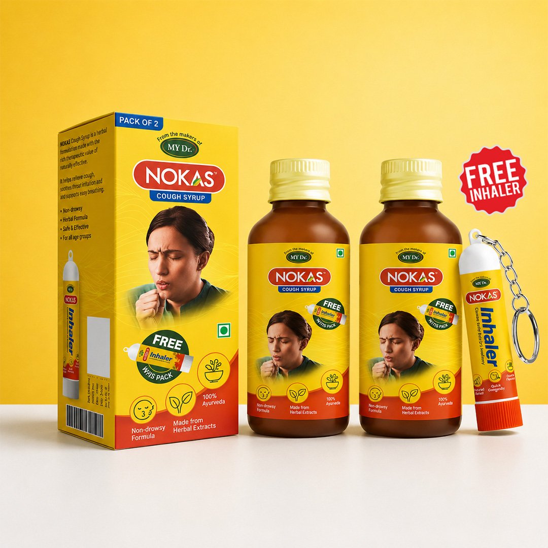 Nokas 100% Ayurvedic Cough Syrup – Natural Respiratory Relief | 100ml | Pack of 2