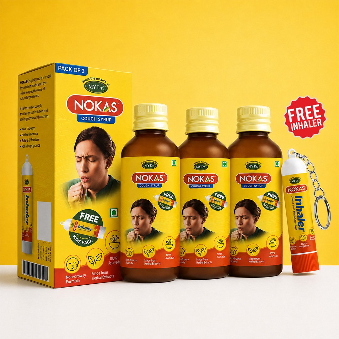 MEDMANOR No-Kas Ayurvedic Cough Syrup – With FREE Inhaler | 100ml | Pack of 3