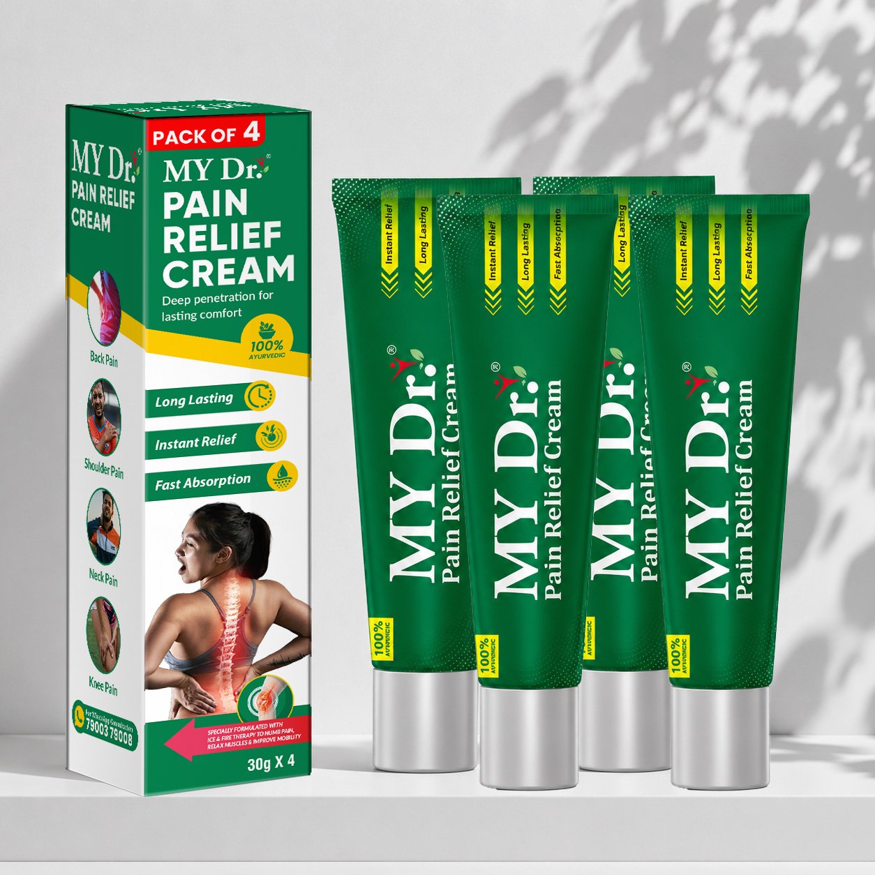 MY Dr. Pain Relief Cream – Ayurvedic Joint & Muscle Pain Relief | 30g | Pack of 4