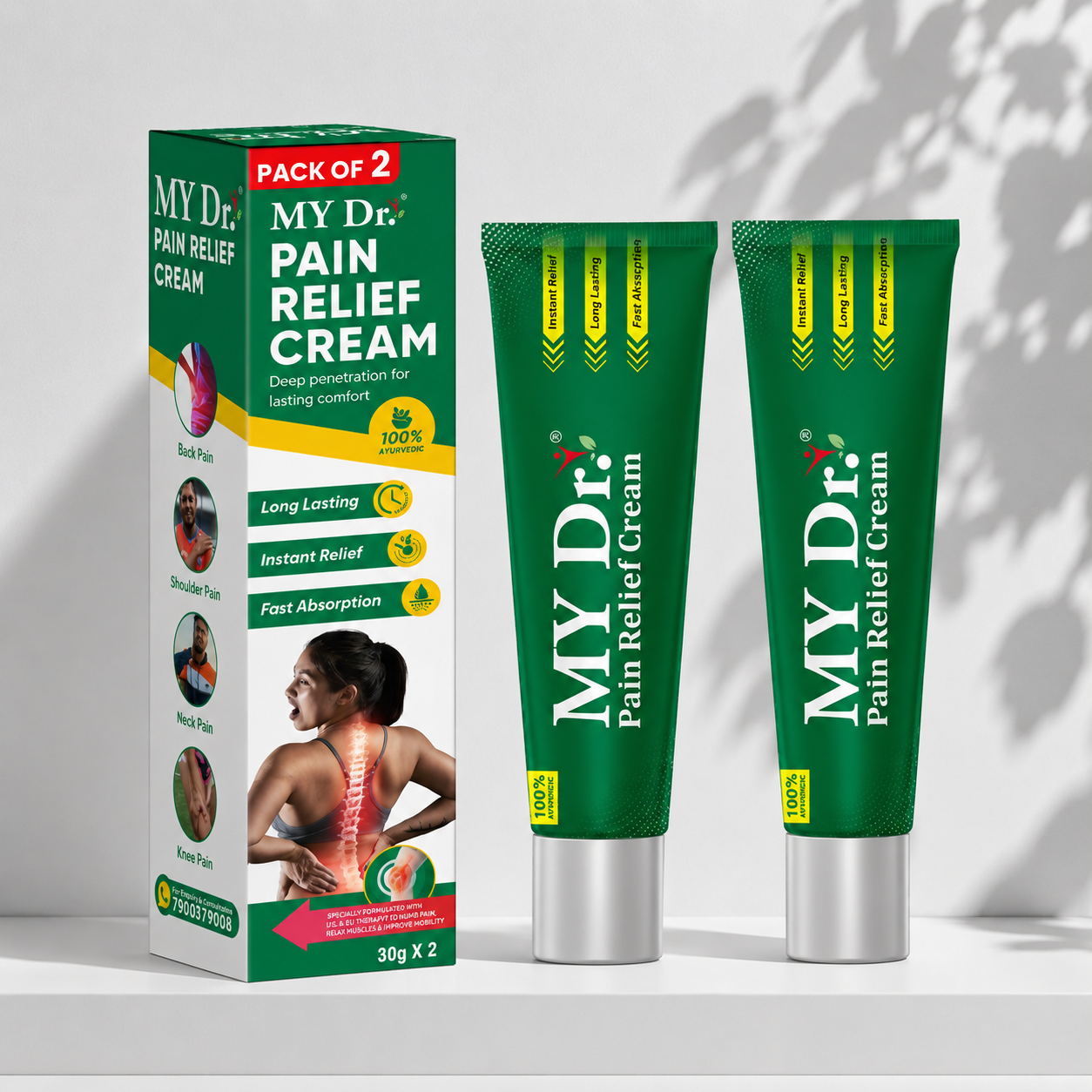 MY Dr. Pain Relief Cream – Ayurvedic Joint & Muscle Pain Relief | 60g | Pack of 2