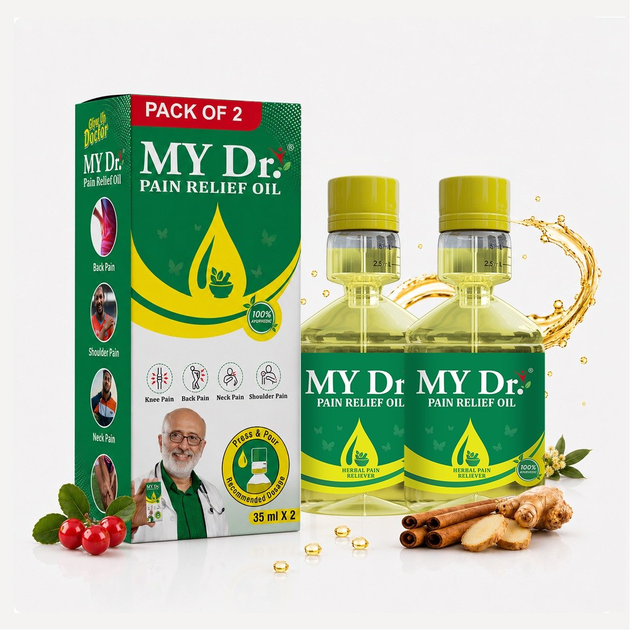 MY Dr. Pain Relief Oil – Ayurvedic Joint, Knee, Back & Muscle Pain Relief | 70ml | Pack of 2