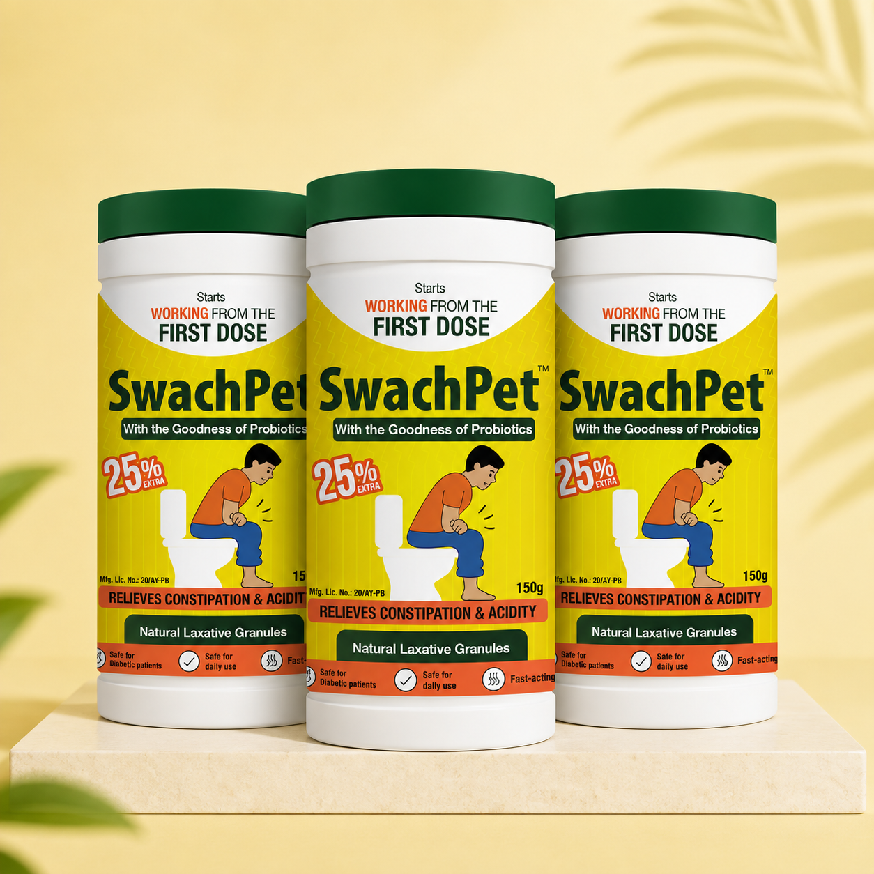 SwachPet Natural Laxative Granules – Ayurvedic Churan for Constipation Relief | 150g | Pack of 3